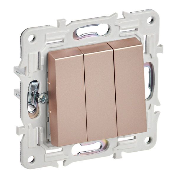 Выключатель встраиваемый трехклавишный IEK SKANDY SK-V30-0-10-K98 SK-V11Sa песочный