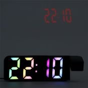 Часы - будильник электронные настольные RGB с проекцией на потолок, термометром, календарем, USB черный