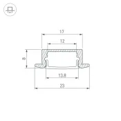 алюминиевый профиль LINE-2308-F-2000 ANOD 040300