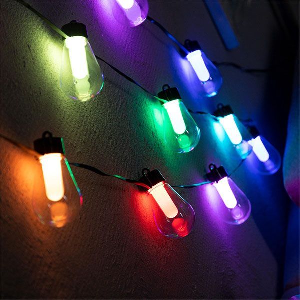 Умная гирлянда «Нить» RGB с насадками «Лампочки» темная нить, управление с приложения, USB, 6.0 м., USB, 20Led, IP20