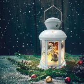 фигурка  светодиодная Декоративный фонарь с шариками  Белый теплый, 513-062, 12Led, 2хАА, белый корпус,  IP20