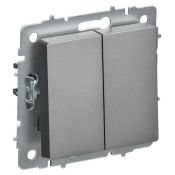 Выключатель встраиваемый двухклавишный перекрестный IEK BRITE BR-V23-0-10-K46 ВС10-2-3-БрС сталь Выключатель встраиваемый двухклавишный перекрестный IEK BRITE BR-V23-0-10-K46 ВС10-2-3-БрС сталь