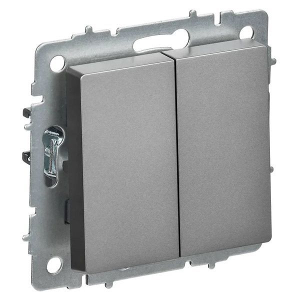 Выключатель встраиваемый двухклавишный перекрестный IEK BRITE BR-V23-0-10-K46 ВС10-2-3-БрС сталь