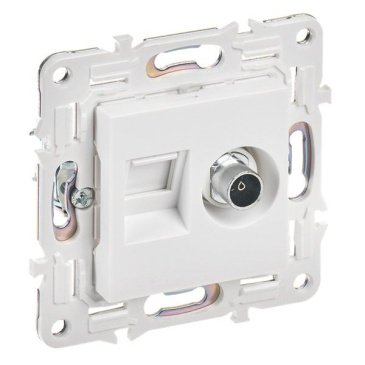 Розетка встраиваемая комбинированная IEK SKANDY SK-AK20-2-K01 SK-A15W TV+RJ45 кат.6 арктический белый