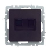 Розетка встраиваемая компьютерная двойная IEK BRITE BR-K20-1-K02 РК10-2-БрЧ RJ45 кат.5E черный