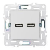 Розетка встраиваемая USB IEK SKANDY A+A 3,1А SK-U21-D31-K01 SK-R15W арктический белый