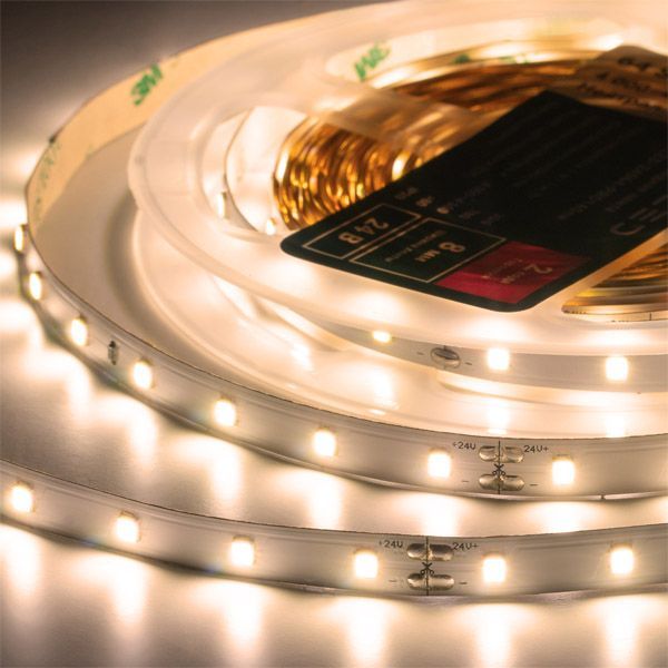 Светодиодная лента Белый теплый 2835 24V  6W/m  64Led/метр ELFLED-24064-PRO140-WW 2800-3300К