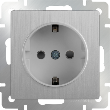 Штепсельная розетка встраиваемая WERKEL 16A 250V WL09-SKG-01 / W1171009 IP20 с/з  серебряный рифленый