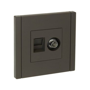 ТВ-розетка встраиваемая TV+RJ45 IEK FORTE&PIANO кат.6 FP337 серый FP-AK20-2-K03