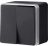 Выключатель накладной двухклавишный WERKEL GALLANT WL15-03-02 IP44 черный с серебром