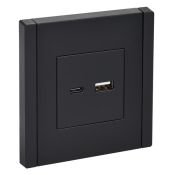 Розетка встраиваемая USB IEK FORTE&PIANO A+C 18Вт FP-U22-018-K02 FP151 черный