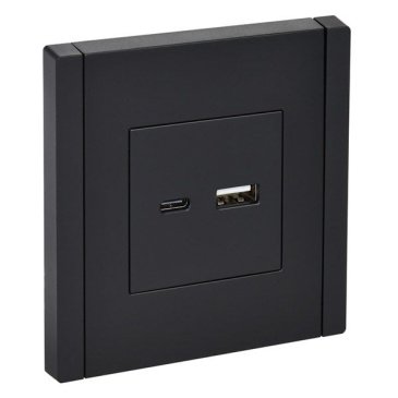 Розетка встраиваемая USB IEK FORTE&PIANO A+C 18Вт FP-U22-018-K02 FP151 черный
