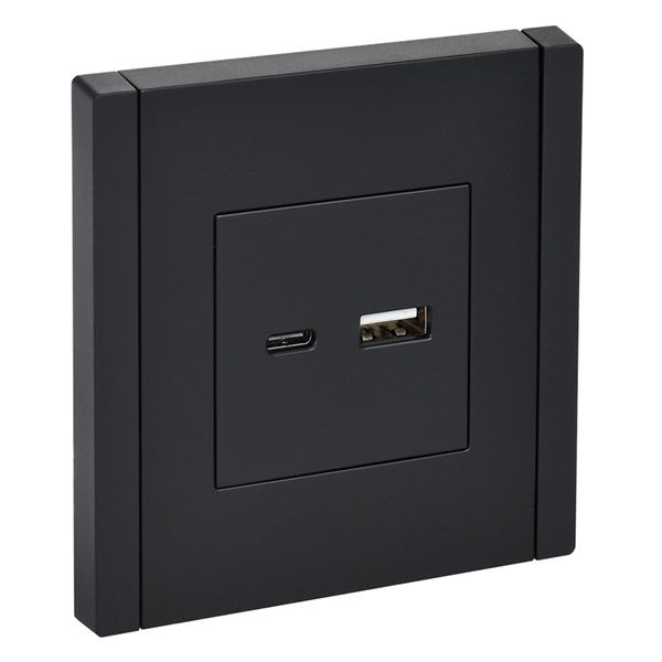 Розетка встраиваемая USB IEK FORTE&PIANO A+C 18Вт FP-U22-018-K02 FP151 черный