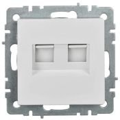 Розетка двойная RJ11+RJ45 кат.5E РК/Т12-БрБ белый BR-KT20-O-1-K01 BRITE IEK