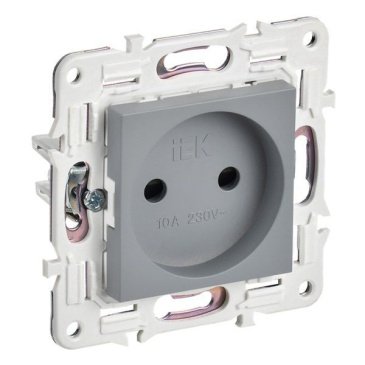 Штепсельная розетка встраиваемая IEK SKANDY 10А SK-R13-10-K03 SK-R01Gr без з/к с з/ш серый