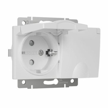 Штепсельная розетка встраиваемая двойная WERKEL 16A 250V W1172201 с/з с защит. крышками и шторками IP44 белый