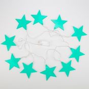 гирлянда НИТЬ на батарейках Белый с насадками «Звездопад» 304-004 бирюзовая 10 LED, 2,25 м, прозрачный ПВХ, 2хАА