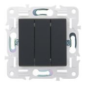 Выключатель встраиваемый трехклавишный IEK SKANDY SK-V30-0-10-K53 SK-V11G графит