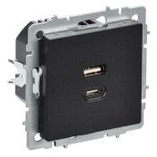 Розетка встраиваемая USB IEK BRITE A+C 45Вт BR-U22-045-K02 РЮ11-2-БрЧ черный Розетка встраиваемая USB IEK BRITE A+C 45Вт BR-U22-045-K02 РЮ11-2-БрЧ черный