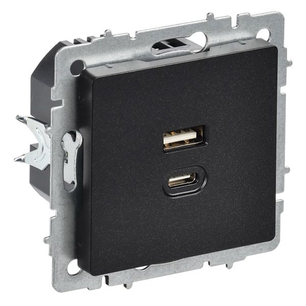 Розетка встраиваемая USB IEK BRITE A+C 45Вт BR-U22-045-K02 РЮ11-2-БрЧ черный