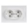 Штепсельная розетка встраиваемая двойная IEK BRITE 16А BR-R21-16-K91-F РС12-3-БрАБ без з/к без шторок в сборе арктический белый