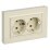 Штепсельная розетка встраиваемая двойная IEK BRITE 16А BR-R27-16-K10-F РСПл12-3-БрКр с з/к без з/ш в сборе плоская бежевый