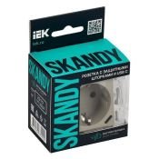 Штепсельная розетка встраиваемая IEK SKANDY 16А SK-R14-16-U14-018-K10 SK-R17B с з/к и шторками с USB A+C 18Вт бежевый