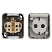 Розетка одноместная Mini OG KR-78-0815 с/з серая керамическая IP54 KRAN