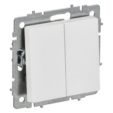 Выключатель встраиваемый двухклавишный перекрестный IEK BRITE BR-V23-0-10-K91 ВС10-2-3-БрАБ арктический белый