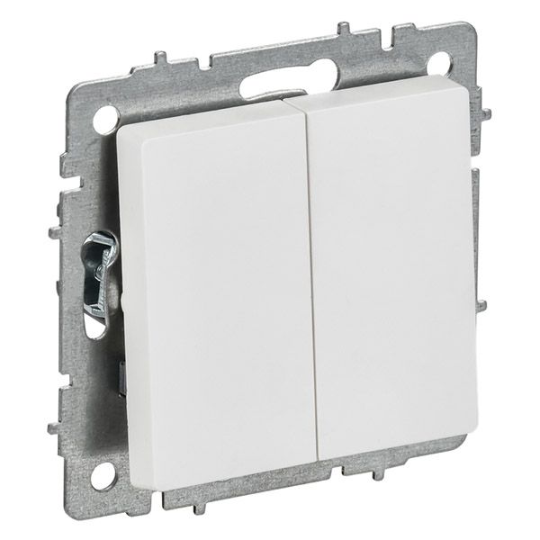 Выключатель встраиваемый двухклавишный перекрестный IEK BRITE BR-V23-0-10-K91 ВС10-2-3-БрАБ арктический белый