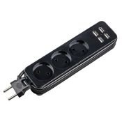 удлинитель без заземления Uniel Travel с разъемами USB UL-00011137 S-CT3-1.8U BLACK