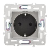 Штепсельная розетка встраиваемая IEK SKANDY 16А SK-R14-16-K50 SK-R04N с з/к без з/ш металл никел
