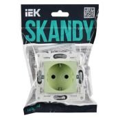 Штепсельная розетка встраиваемая IEK SKANDY 16А SK-R14-16-1-K06 SK-R06G с з/к и шторками безвинтовое крепление мятный