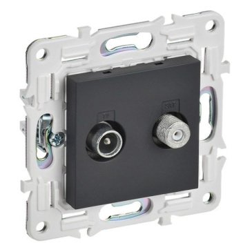 Розетка встраиваемая комбинированная IEK SKANDY SK-AF20-O-K53 SK-A13G TV+SAT графит