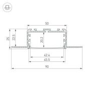 алюминиевый профиль KLUS POWER-W50H25-F-HIDE-2000 028918