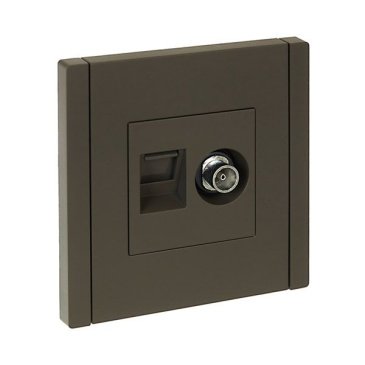 ТВ-розетка встраиваемая TV+RJ45 IEK FORTE&PIANO кат.5E FP336 серый FP-AK20-1-K03