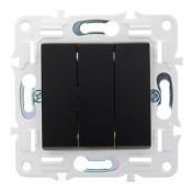 Выключатель встраиваемый трехклавишный IEK SKANDY SK-V30-0-10-K02 SK-V11Bl черный