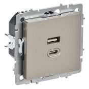 Розетка встраиваемая USB IEK BRITE A+C 45Вт BR-U22-045-K37 РЮ11-2-БрШ шампань Розетка встраиваемая USB IEK BRITE A+C 45Вт BR-U22-045-K37 РЮ11-2-БрШ шампань