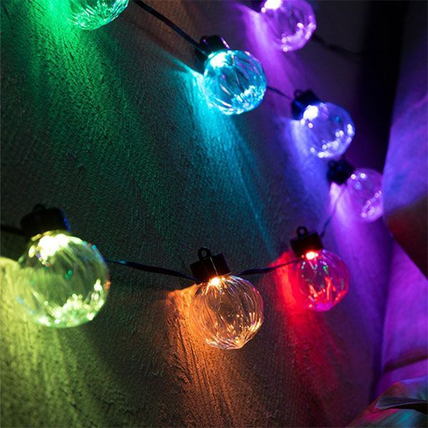 Умная гирлянда «Нить» RGB с насадками «Рифленые шарики» темная нить, управление с приложения, USB, 6.0 м., USB, 20Led, IP20