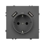 Штепсельная розетка встраиваемая Arlight SCT-NOBE-MUAA-SFPL-GR 16А 054291 с/з и USB тип A+A серый