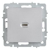 Розетка встраиваемая USB IEK BRITE C 65Вт BR-U13-065-K47 РЮ12-1-БрА алюминий