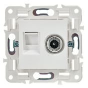 Розетка встраиваемая комбинированная IEK SKANDY SK-AK20-1-K01 SK-A14W TV+RJ45 кат.5E арктический белый