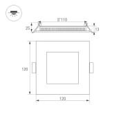 Встраиваемый светильник-панель   6W Белый  017717 DL-120х120A-6W 220V IP20 квадратный белый