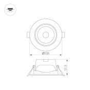 Встраиваемый светильник  10W Белый теплый 032867 LTD-POLAR-TURN-R105 36deg 220V IP20 поворотный  круглый белый