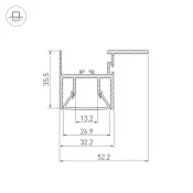 Архитектурный алюминиевый профиль KLUS FOLED-CEIL-SIDE-3000 044856