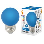 лампа декоративная светодиодная шар  G45 Синий 1.0W UL-00005647 LED-G45-1W/BLUE/E27/FR/С DECOR COLOR