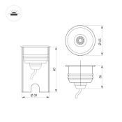 светильник   3W Белый 028056 KT-AQUA-R45 12V IP68 круглый встраиваемый для фонтанов и бассейнов серебристый