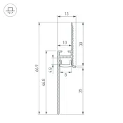 алюминиевый профиль PLINTUS-FANTOM-BENT-H35-SIDE-2000 WHITE 043675