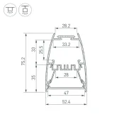 алюминиевый профиль LINE-5075-U-HONEYCOMB-2000 BLACK 044885