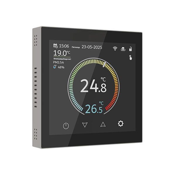 Терморегулятор WERKEL W1851104 сенсорный с Wi-Fi и LCD дисплеем для теплого пола дымчатый